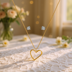 Conjunto de collar y aretes Linda Heart, chapado en oro, con cristales, joyería de moda para mujer - Product Image 2