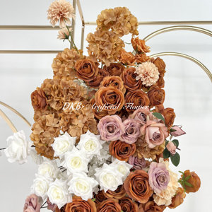 ตกแต่งพื้นหลังงานแต่งงานสุดหรูพื้นหลังดอกไม้ประดิษฐ์พื้นหลังซุ้มดอกไม้สีน้ำตาลแดงคุณภาพสูง - Product Image 2
