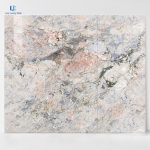 Dalle en pierre frittée Luca, design marbre Quatre Saisons |   Carrelage mural et <span class=keywords><strong>de</strong></span> sol intérieur grand format 1200x2400mm, rose brillant avec veines vertes, 9mm - Product Image 1