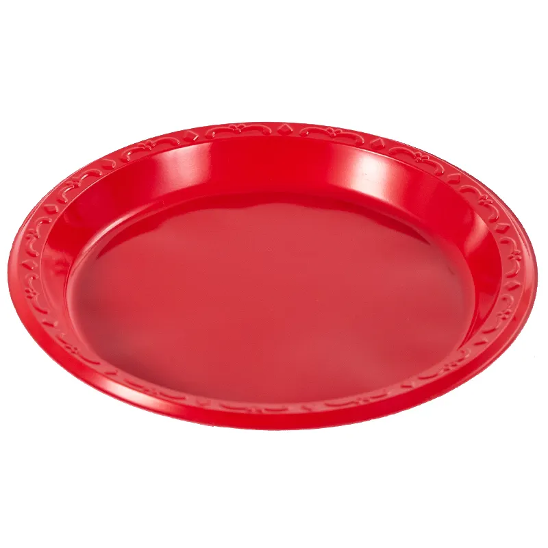 Hersteller anpassen 9 Zoll Runde rot biologisch abbaubare billige Kunststoff platte Set Hochzeit Einweg, Kunststoff platte