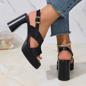 Belted Ankle Strap Flip Flops for Women Summer Versatile Style Single Strap Slim High <b>Heel</b> Pointed <b>Toe</b> Sandals - Product Image 5