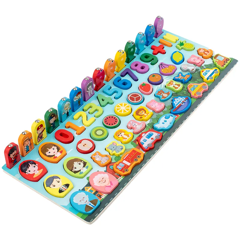 New design wooden puzzle multifunctional log board multiple play early education enlightenment to improve the baby's cognit