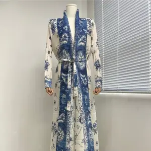 Wholesale MIyaket design pleated dress Loose cardigan solid color women's medium long shawl Slim Elegant Causal Trench Coat