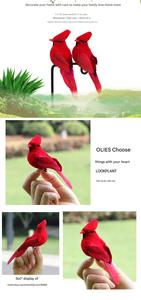 Noel dekorasyon kırmızı ayakta kardinal yapay tüy kuş - Product Image 4