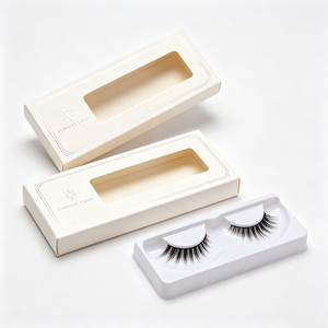 Boîte en papier vide de luxe pour emballage de faux cils, avec fenêtre transparente, impression personnalisée du logo OEM. - Product Image 1