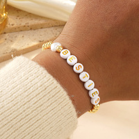 XIMAI mode bijoux faits à la main Bileklik Imitation perle coeur lettre 18k plaqué or Bracelet perlé pour les femmes cadeau d'amitié