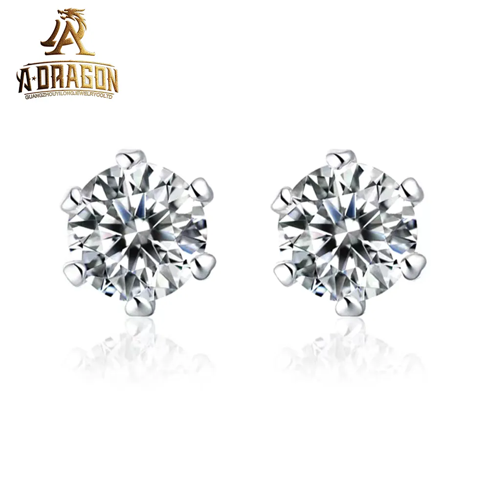 Perhiasan Hip Hop Moissanite Vvs anting-anting Hoop penjualan laris berlian Pass Tester es keluar berlian 14K anting-anting emas padat Stud