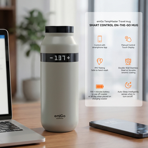 EmiGo TempMaster 475ml Gris <span class=keywords><strong>Gaviota</strong></span>, Taza de Café Inteligente con Calefacción, Control por Aplicación, Termostato, Taza de Viaje con Pantalla Táctil - Product Image 5