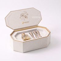Emballage de parfum octogonal personnalisé réutilisable, papier texturé fait main, estampage doré, boîte cadeau magnétique pour influenceurs avec insert en EVA
