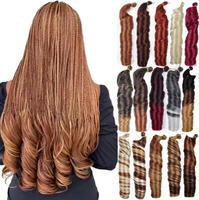 Vente en Gros Cheveux Synthétiques Bouclés à la Française 24 Pouces, Texture Lisse, pour Tresses Africaines, 150g