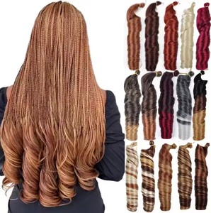 Bán Buôn 24Inch Pháp Lọn Tóc Tổng Hợp Bấc Kết Cấu Mịn Crochet Tóc Cho Phi Bím Tóc 150G - Product Image 2