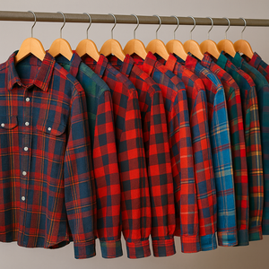 เสื้อเชิ๊ตผ้าฝ้ายลายตารางสำหรับทุกเพศเสื้อเชิ๊ตลำลองมือสอง - Product Image 5