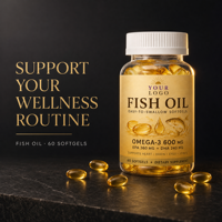 Gélules d'huile de poisson Oméga 3 600 mg EPA 360 mg DHA 240 mg Faciles à avaler Complément alimentaire 60 unités pour adultes