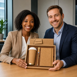 Eco Friendly Corporate Gift Set 316 Stainless Steel Coffee <b>Cup</b> Wheat Straw Notebook Pen Custom Logo Kraft Gift Box Father's Day - Product Image 1