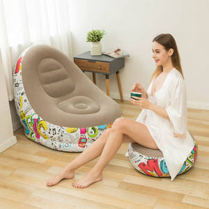 IStapromo Gift New Color <b>Inflatable</b> Lounge Chair with Ottoman Blow up Chaise Lounge Portable Lazy Sofa Set - Product Image 3