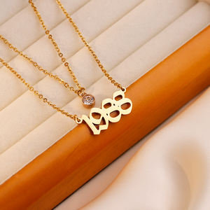 Vendita calda delle donne delle ragazze <span class=keywords><strong>regalo</strong></span> 1988 anniversario anno di <span class=keywords><strong>nascita</strong></span> collana 18K oro placcato con pietra portafortuna - Product Image 3