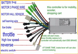 ตัวควบคุมความเร็วมอเตอร์ BLDC อัจฉริยะ 24v36v48v 250w350w 6 Mosfet EBS ไม่ต้องใช้คันเบรก สำหรับสกู๊ตเตอร์ไฟฟ้า รถจักรยานยนต์ไฟฟ้า - Product Image 4