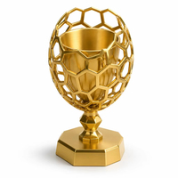 Ensemble de trophées artistiques dorés, 6 styles de design moderne, coupe de récompense en métal sculptée en forme de flamme ajourée en nid d'abeille, gravure au poinçon pour cérémonie