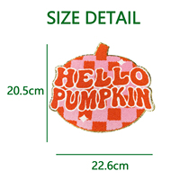 Patchs brodés en chenille grande taille motif citrouille Halloween, thermocollants, avec logo en chenille pailletée