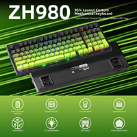 Clavier mécanique ergonomique ZORNHER ZH980 noir Matcha, rétroéclairage RVB, touches programmables, clavier silencieux sans fil