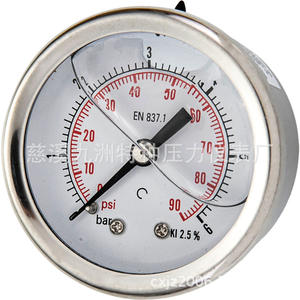 เกจวัดแรงดันแบบแกนขนาด 2.5 นิ้ว (63 มม.) บรรจุกลีเซอรีน พร้อมขั้วต่อทองแดงป้องกันการสั่นสะเทือน เกจวัดแรงดันทนต่อการสั่นสะเทือน - Product Image 2