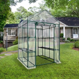 Mini serre en PE Serre portable pour plantes Étagères de jardinage avec couverture en PE et porte à fermeture éclair enroulable - Product Image 5