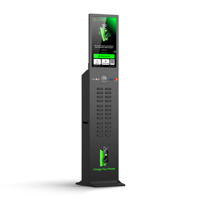 24 Slot Secure Mobile Phone Charging Locker Shared Power Bank Station Fast Charging POS NFC Tap to Pay Vending Machine Kiosk