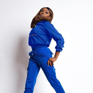 Soins de santé Anti-rides à manches longues Graphite Medical grande taille en acier inoxydable veste à glissière soins infirmiers esthétiques gommages uniformes ensembles - Product Image 4