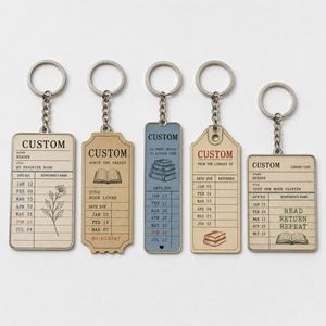 Llavero personalizado al por mayor con diseño de tarjeta de pago vintage, cadena con fecha de vencimiento, regalo para bibliotecas y librerías, para amantes de los libros, soporte para llaves - Product Image 1