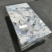 Table d'appoint en marbre naturel poli, table basse cube en marbre Titanic Storm, tables basses sur piédestal en marbre