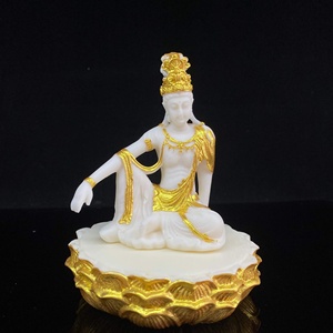 งานแกะสลักเทพีกวนอิมแบบวินเทจ ทำจากไม้บ็อกซ์วูด แกะสลักด้วยมือ รูปปั้นพระโพธิสัตว์กวนอิมในท่าพักผ่อนสง่างาม เหมาะสำหรับตกแต่งสวนกลางแจ้ง - Product Image 5