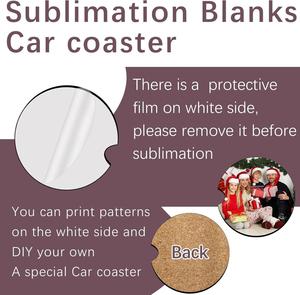 64Pcs Car <b>Coasters</b> With <b>Cork</b> Back 2.75 Inch Free Shipping .Custom Mdf Sublimation Cup Holder Blanks - Product Image 6
