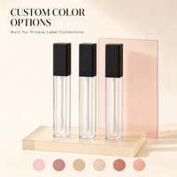 Tube carré personnalisé de 4,5 ml pour brillant à lèvres avec pinceau, contenant en plastique transparent pour huile à lèvres et rouge à lèvres liquide, emballage OEM sous marque privée