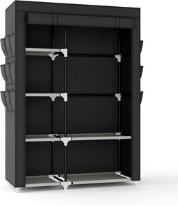 Armoire de rangement en tissu pliable multicouche grande capacité, anti-poussière, sur pied, avec tubes en acier inoxydable pour chambre et salle de bain - Product Image 4
