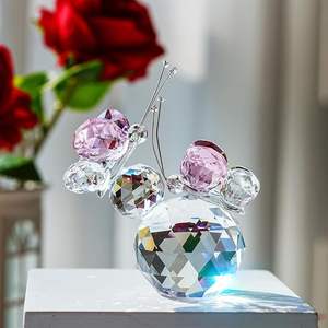Adorno de Cristal con Forma de Mariposa Doble, Transparente, Rosa, Facetado, Decoración para el Hogar, Regalo para Sala de Estar o Estudio - Product Image 1