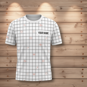 Camicia a griglia minimalista personalizzata con nome personalizzato, motivo a cuore EKG, regalo di San Valentino, stampa integrale unisex - Product Image 3