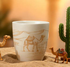 Taza de Té de 200ml con Diseño de Camello del Desierto en Estilo Etíope, Cerámica de Porcelana Fina, Duradera, Libre de BPA, Apta para Lavavajillas y Ecológica - Product Image 2