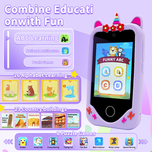 Toddler giáng sinh món quà sinh nhật trẻ em Điện thoại di động đồ chơi với màn hình cảm ứng carton Unicorn trẻ em điện thoại thông minh - Product Image 5