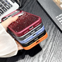 Casing Ponsel Mewah Berhias Rhinestone untuk iPhone 13 14 15 16 17 18 Pro Max Kristal Bling Tombol Berkilau Matte Pelindung Penutup Belakang