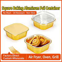 Gobelet carré en aluminium de 300 ml pour pudding, gâteau au chocolat, moule de cuisson pour friteuse à air et four