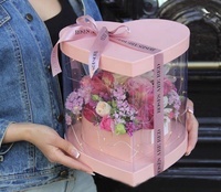 Boîte d'emballage de fleurs en forme de coeur Saint Valentin avec grande fenêtre en plastique transparent bouquet de fleurs cadeau boîte de mariage pour bijoux roses
