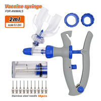 Seringue Vétérinaire Automatique pour Vaccin 1 ml, 2 ml, 5 ml, en Acier et Plastique, pour Bovins, Ovins, Porcins, avec Aiguille pour Animaux