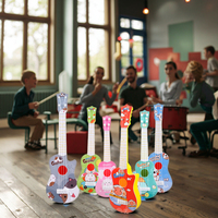 Hot Selling Four-String Cartoon Animal Guitar Plastic Musical Instrument Toy for Children's Early Music Education