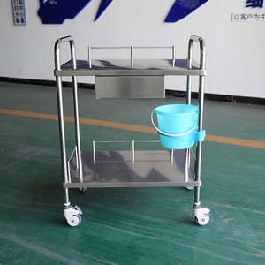 รถเข็นสำหรับการให้สารน้ำทางหลอดเลือดดำ ขนาด 700x450x780-1630 มม. ลิ้นชักคู่ สแตนเลส สำหรับการให้สารน้ำทางหลอดเลือดดำแก่ผู้ป่วย - Product Image 4