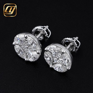 Pendientes de tuerca redondos de moissanita VVS con halo, de plata de ley 925, tipo diamante, al por mayor, para uso diario femenino, joyería fina - Product Image 5