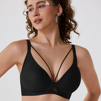 Soutien-gorge sans fil à lacets en dentelle en V profond Confort sans couture pour un port quotidien sexy