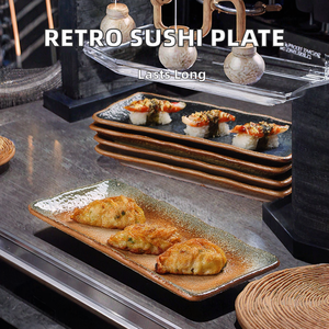 Assiette rectangulaire en porcelaine écologique classique pour la vente en gros – Assiette à sushi, dessert et collation en céramique pour fêtes - Product Image 2