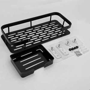 Nessuno spazio di punzonatura combinazione di alluminio nero <span class=keywords><strong>con</strong></span> portasapone bagno pratico portaoggetti a ventosa a muro - Product Image 3