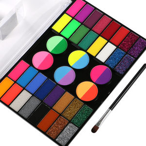 Grand kit de peinture pour le visage à base d'eau avec <span class=keywords><strong>pochoir</strong></span> et paillettes Fournitures de peinture corporelle non toxique sans danger - Product Image 1