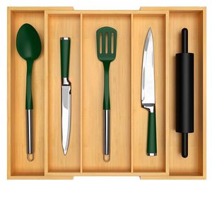Expandable Bamboo <b>Kitchen</b> Drawer Divider <b>Storage</b> <b>Box</b> Adjustable Cutlery Tray Minimalist Design For Home Use - Product Image 1